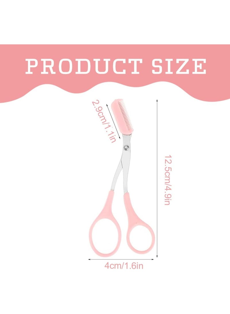 3-piece set of scissors and shaping cutter for eyebrows, defined eyebrow scissors with comb for precise trimming, ideal for shaping eyebrows and eyelashes for women and men (pink color) - Image 4